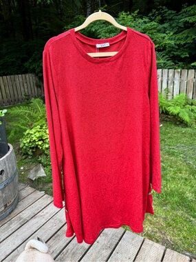 Red Long Sleeve Knit Tunic - UVN